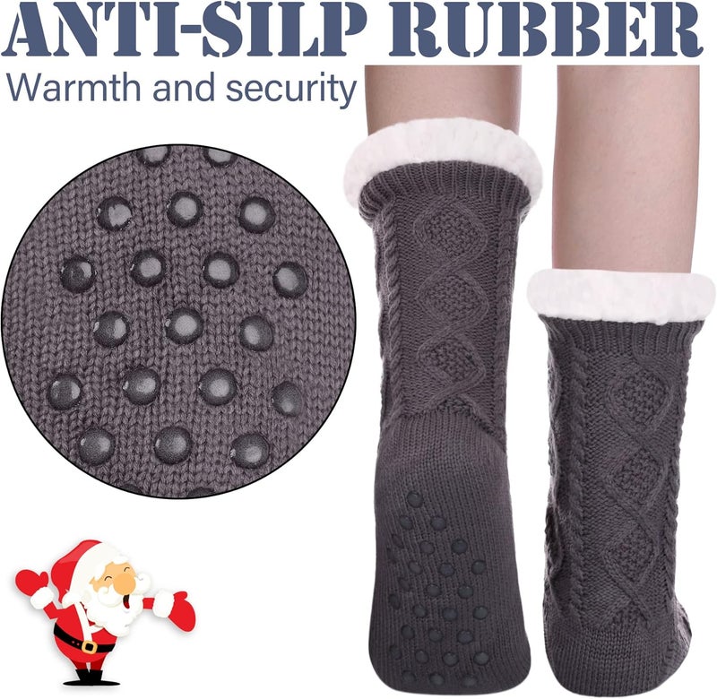LINEMIN Womens Slipper Socks Winter Warm Fleece Lined Socks Cozy Soft Thick Fuzzy Non Slip Indoor Christmas Socks - Image 3